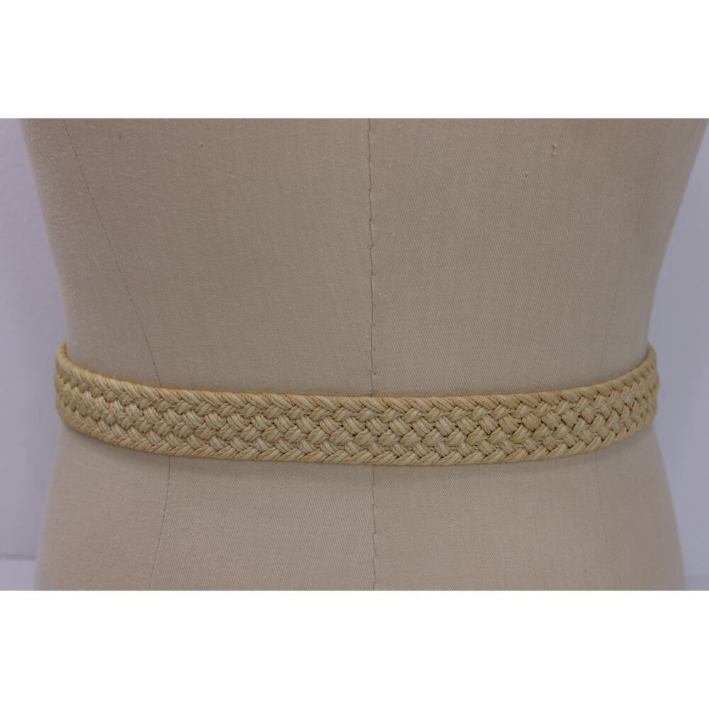 Vintage Trafalgar Belt Size M Woven Jute Cotton Leather Belt Ivory & Brown USA - Picture 4 of 10